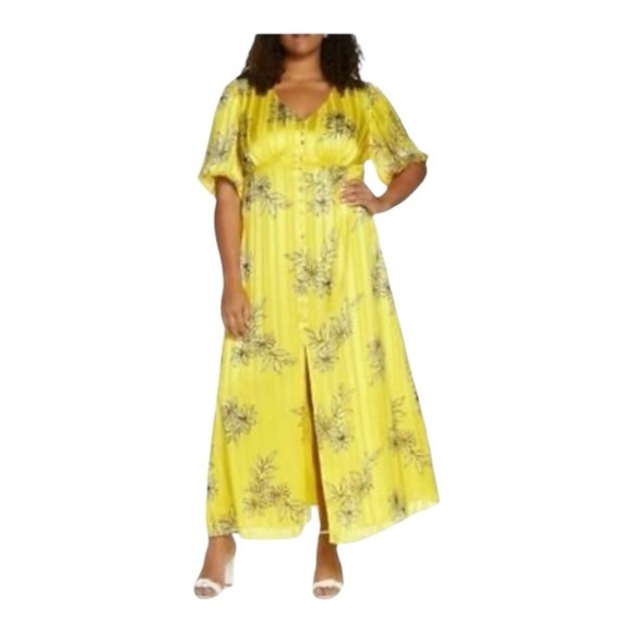 Maree Pour Toi Floral & Stripes Button-Front Maxi Dress - Picture 1 of 8